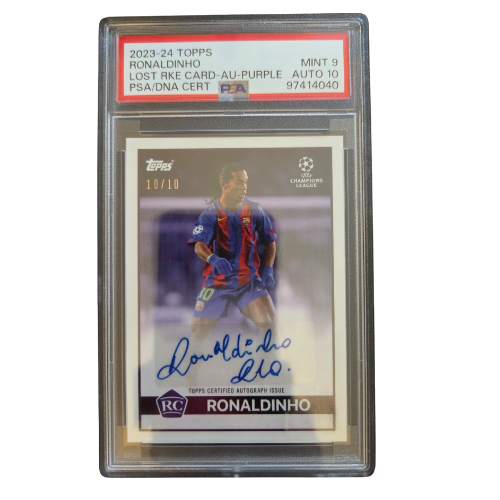 Topps - Ronaldinho Rookie Autogramm Karte /10 - PSA 9
